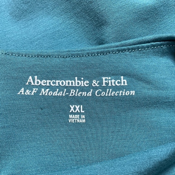 ABERCROMBIE&FITCH Paloma Teal Cotton Blend Stretch Rusched Side Funnel Neck Top - Picture 5 of 10